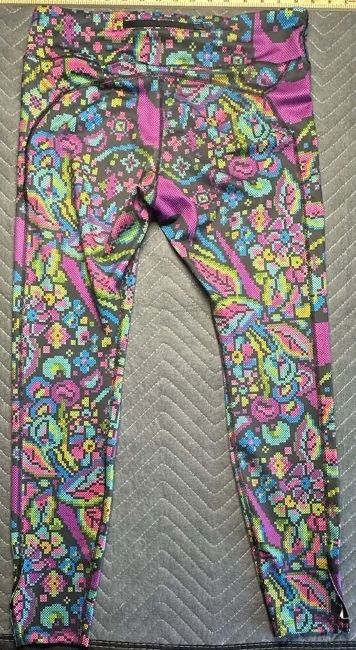 Nike Multicolor Floral Pixel Print Leggings - Pink, Green, Blue, Yellow